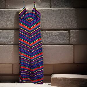 A BOAST OF COLOR! Vertical Lined Stripped Maxi Dress